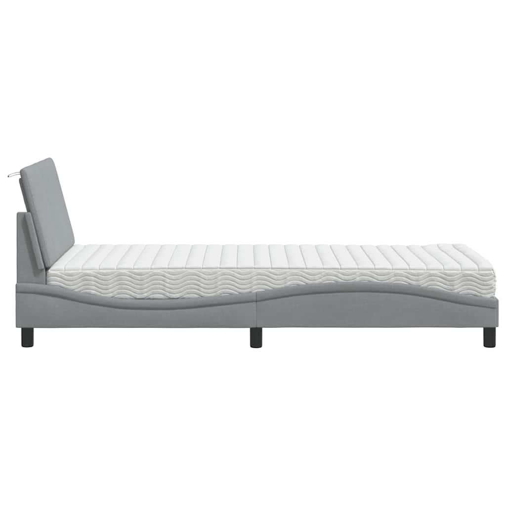 Lit avec matelas gris clair 80x200 cm tissu