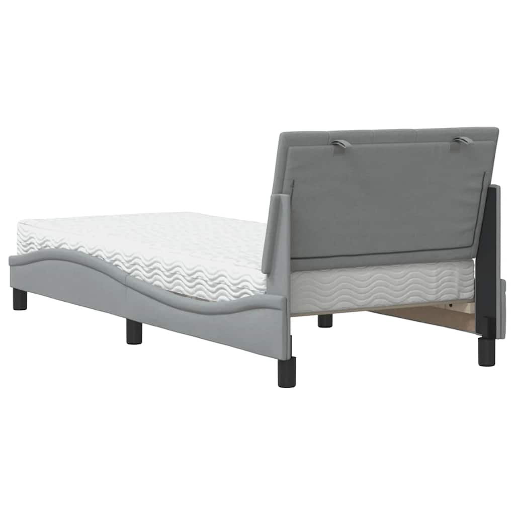 Lit avec matelas gris clair 80x200 cm tissu