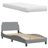 Lit avec matelas gris clair 80x200 cm tissu