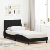 Lit avec matelas noir 80x200 cm tissu