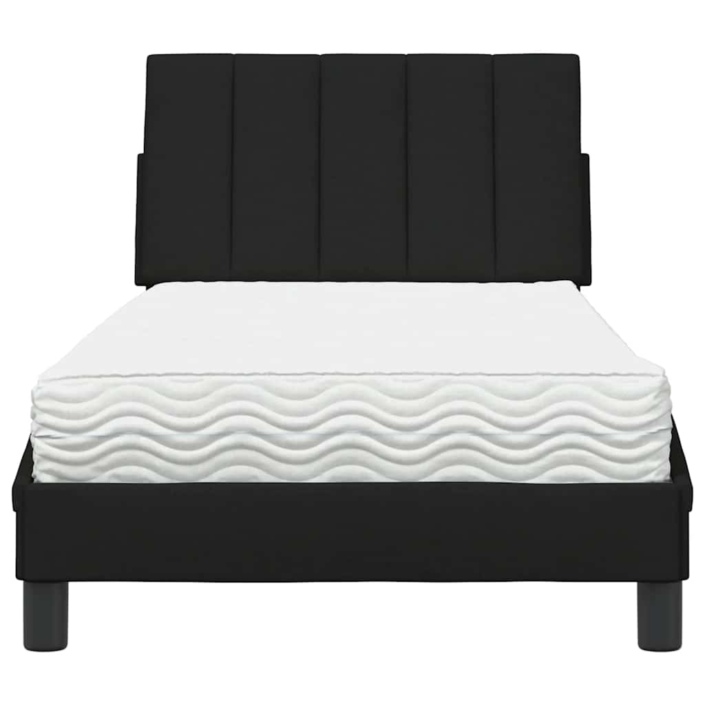 Lit avec matelas noir 80x200 cm tissu