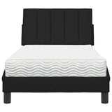 Lit avec matelas noir 80x200 cm tissu