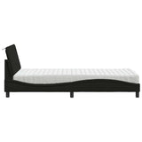 Lit avec matelas noir 80x200 cm tissu