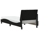 Lit avec matelas noir 80x200 cm tissu