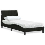 Lit avec matelas noir 80x200 cm tissu