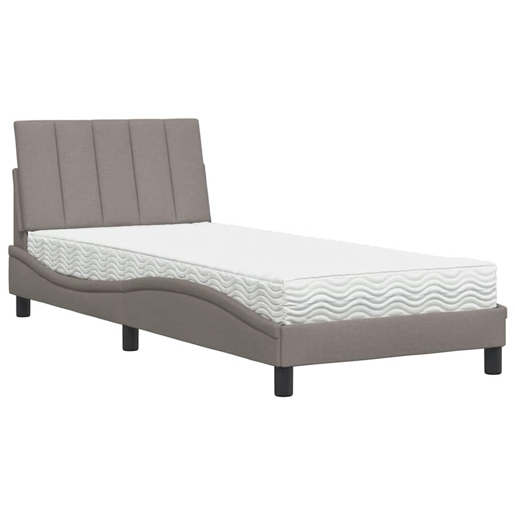 Lit avec matelas taupe 80x200 cm tissu