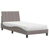 Lit avec matelas taupe 80x200 cm tissu