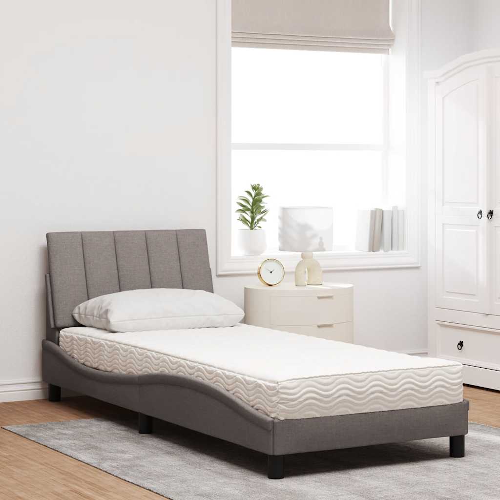 Lit avec matelas taupe 80x200 cm tissu