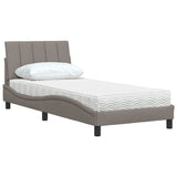 Lit avec matelas taupe 80x200 cm tissu