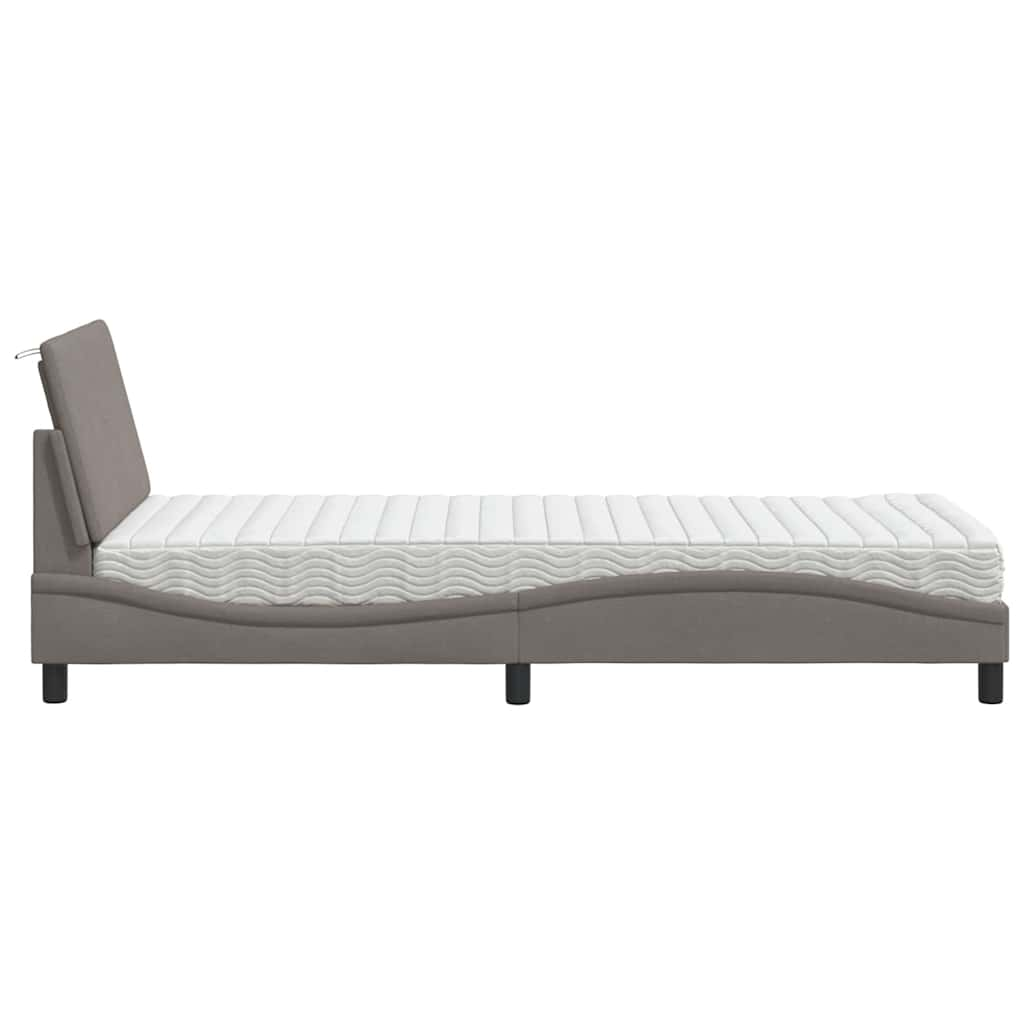 Lit avec matelas taupe 80x200 cm tissu