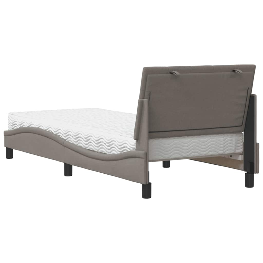 Lit avec matelas taupe 80x200 cm tissu