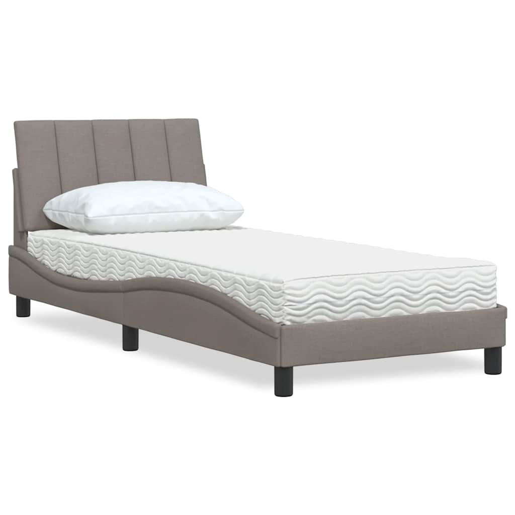 Lit avec matelas taupe 80x200 cm tissu