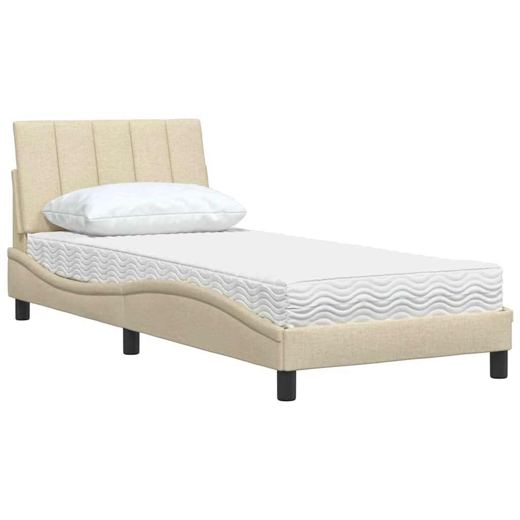 Lit avec matelas crème 80x200 cm tissu