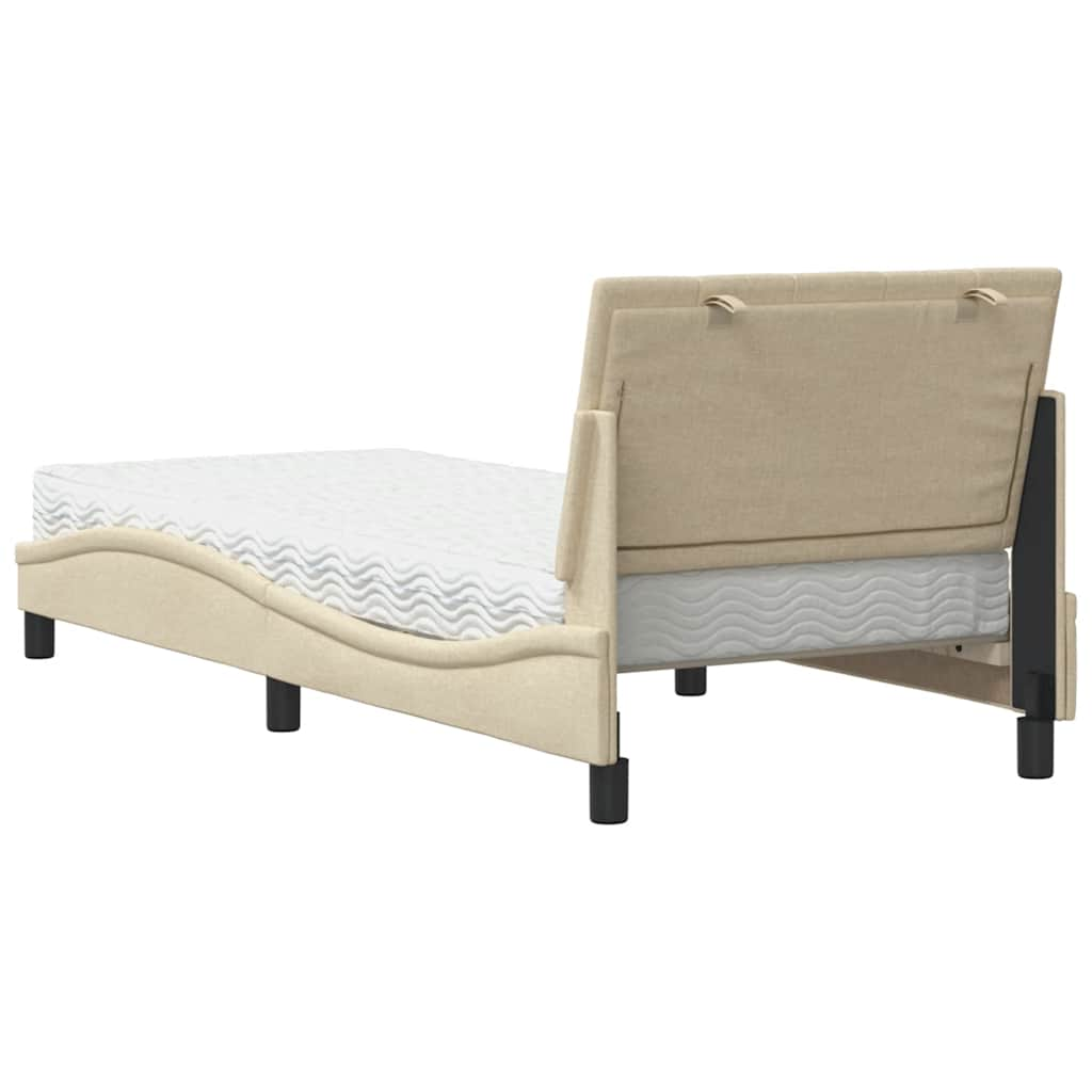 Lit avec matelas crème 80x200 cm tissu