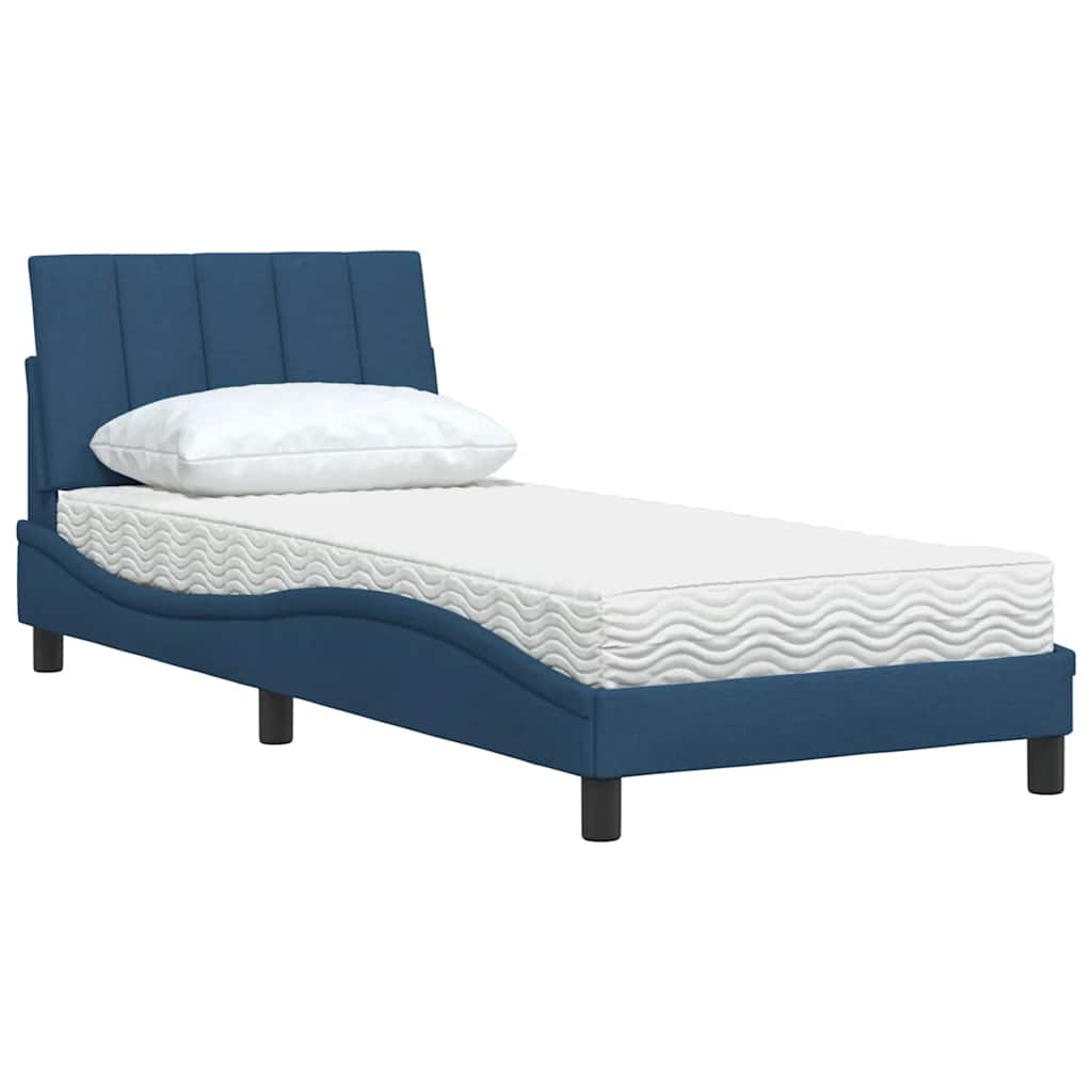 Lit avec matelas bleu 80x200 cm tissu