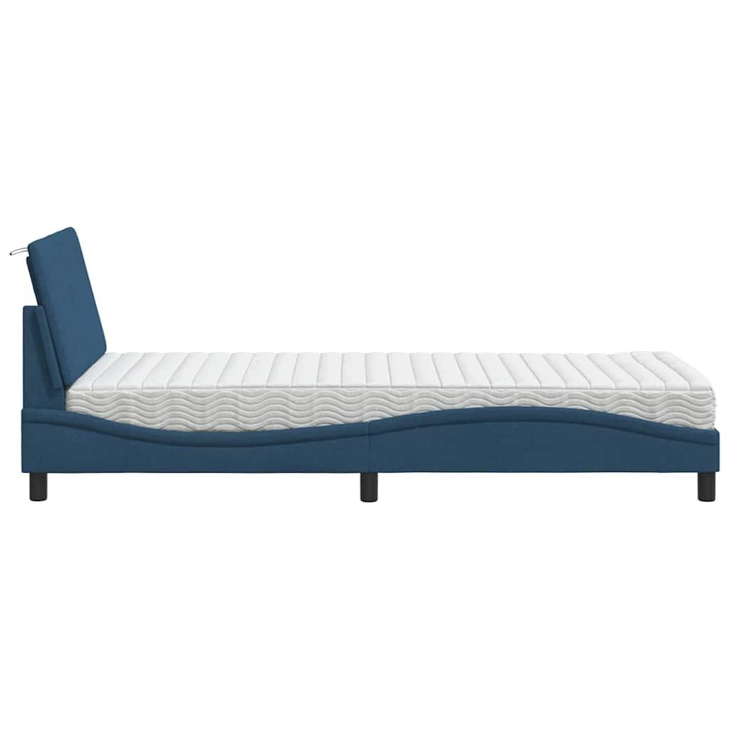 Lit avec matelas bleu 80x200 cm tissu