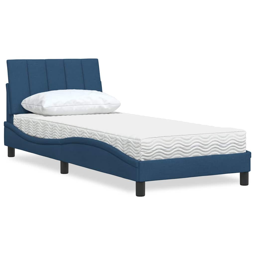 Lit avec matelas bleu 80x200 cm tissu