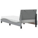 Lit avec matelas gris clair 90x190 cm tissu