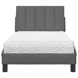 Bed with dark gray mattress 90x190 cm fabric