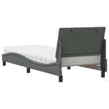 Bed with dark gray mattress 90x190 cm fabric