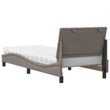 Lit avec matelas taupe 90x190 cm tissu