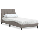 Lit avec matelas taupe 90x190 cm tissu