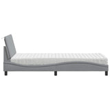 Bed with light gray mattress 90x200 cm fabric