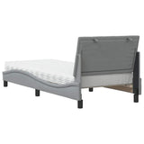 Bed with light gray mattress 90x200 cm fabric