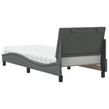 Bed with dark gray mattress 90x200 cm fabric