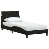 Lit avec matelas noir 90x200 cm tissu