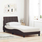 Lit avec matelas marron foncé 90x200 cm tissu