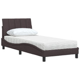 Lit avec matelas marron foncé 90x200 cm tissu