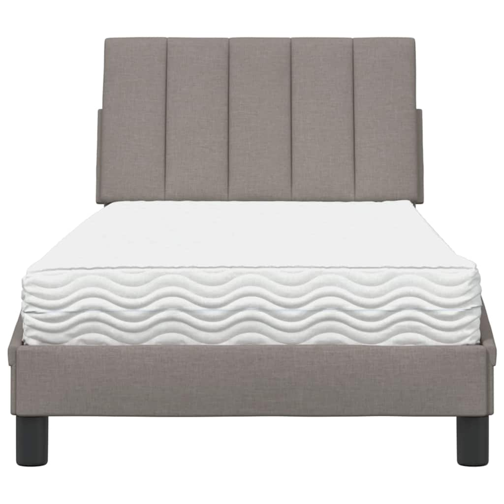 Lit avec matelas taupe 90x200 cm tissu