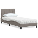 Lit avec matelas taupe 90x200 cm tissu