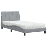 Lit avec matelas gris clair 100x200 cm tissu