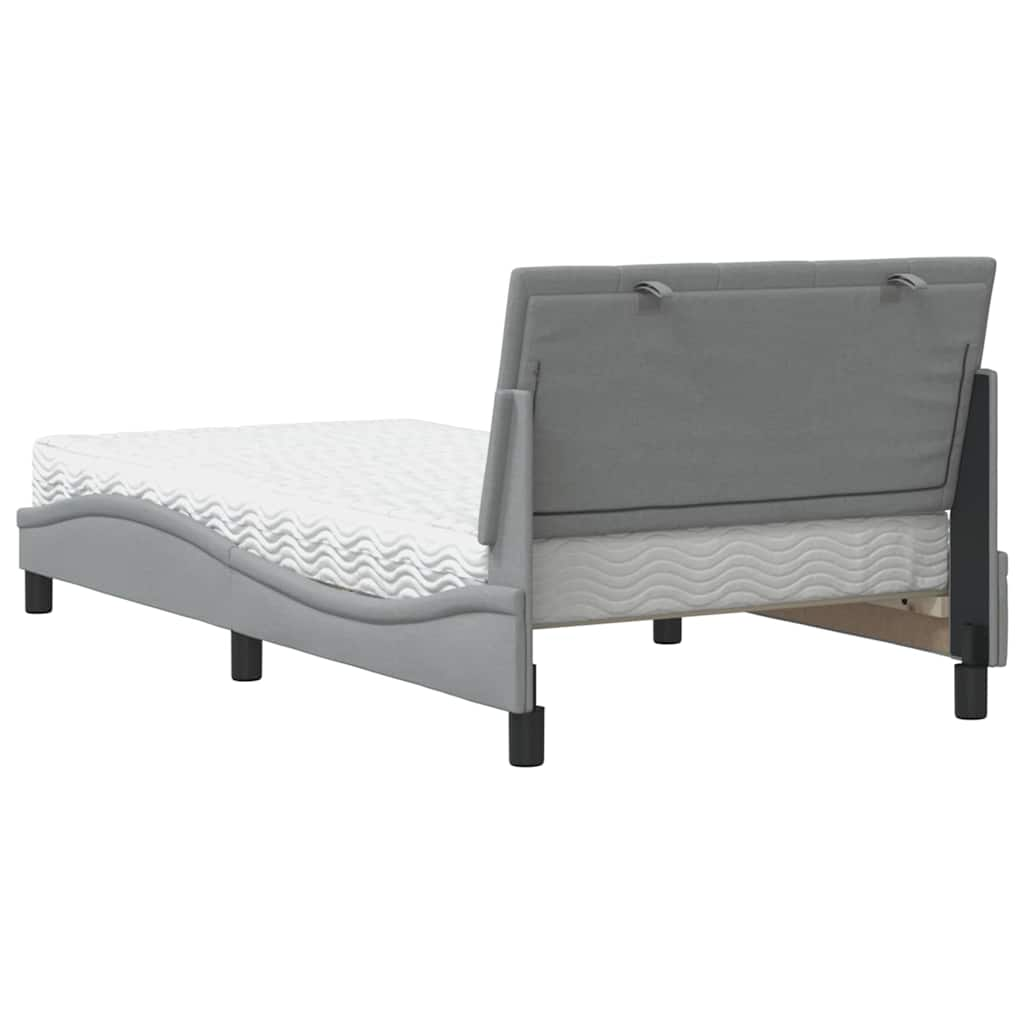 Lit avec matelas gris clair 100x200 cm tissu