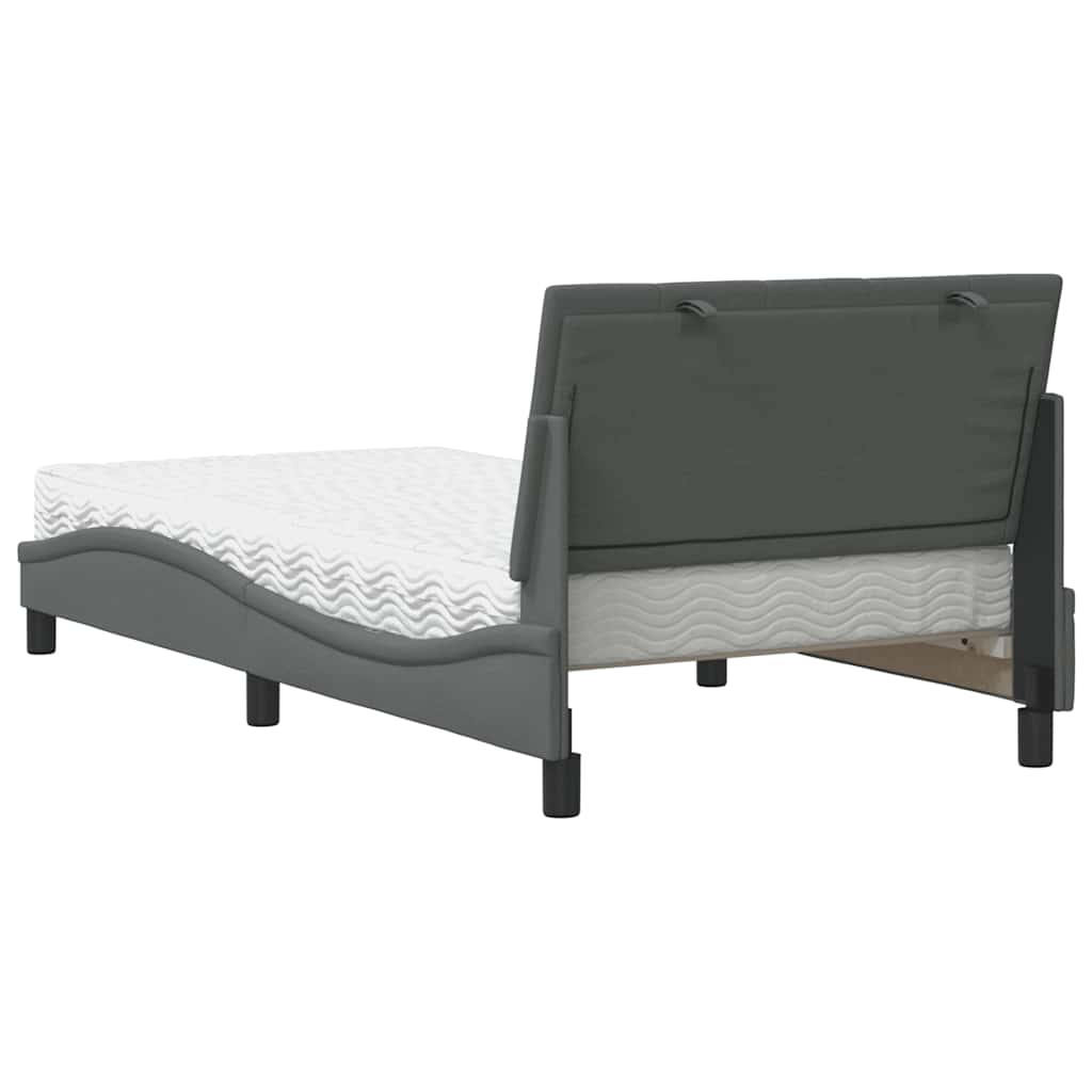 Lit avec matelas gris foncé 100x200 cm tissu