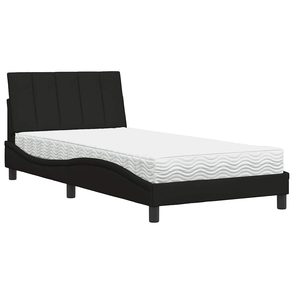 Bed with black mattress 100x200 cm fabric