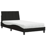 Bed with black mattress 100x200 cm fabric