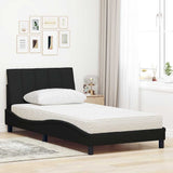 Bed with black mattress 100x200 cm fabric