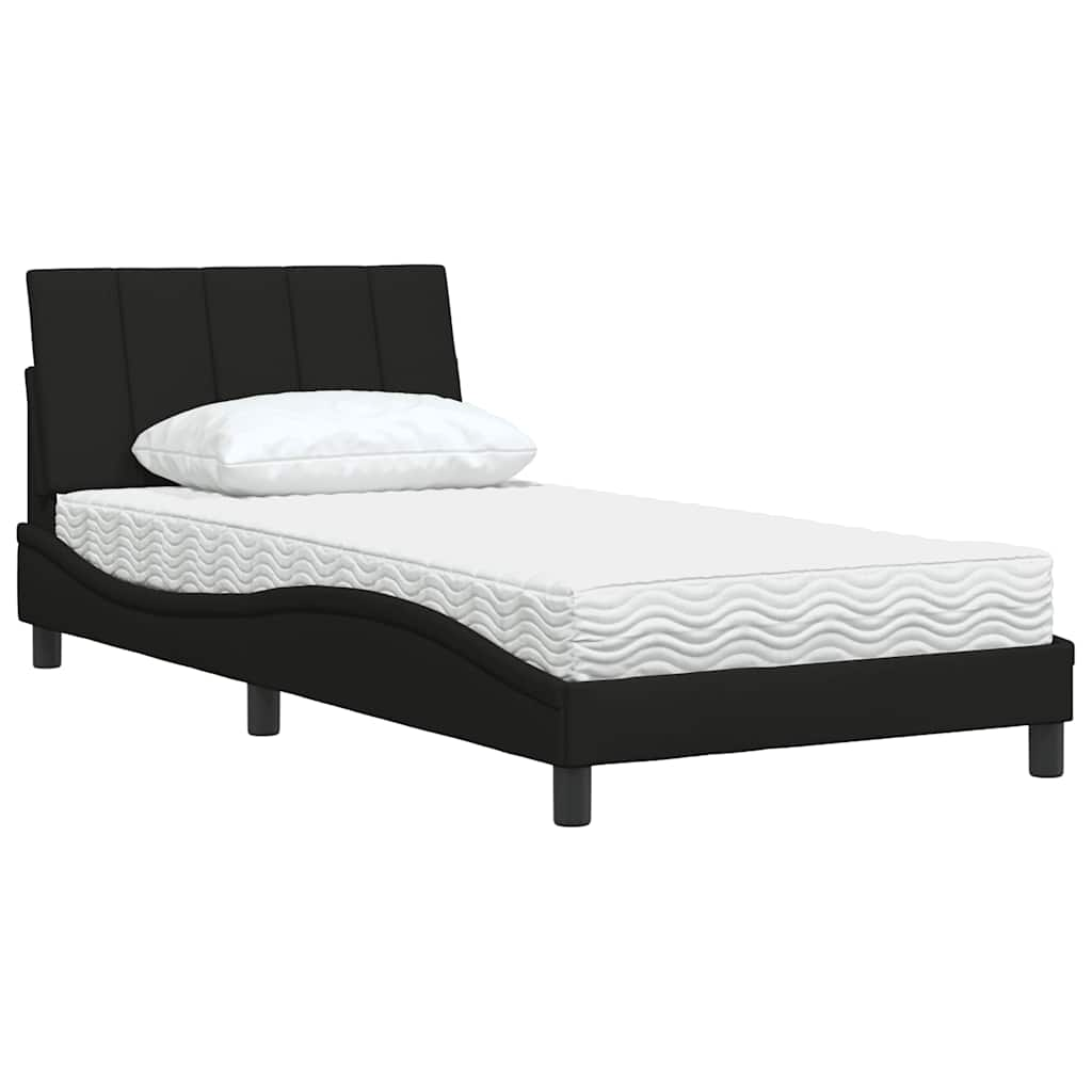 Bed with black mattress 100x200 cm fabric