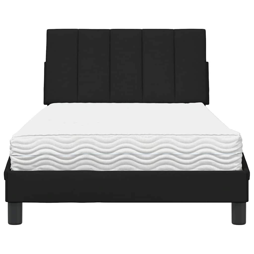 Bed with black mattress 100x200 cm fabric