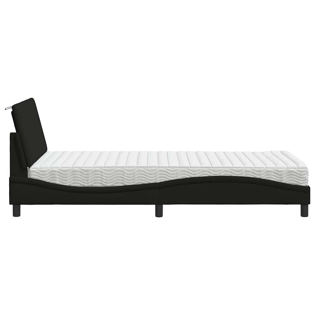 Bed with black mattress 100x200 cm fabric