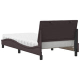 Bed with dark brown mattress 100x200 cm fabric