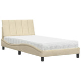 Lit avec matelas crème 100x200 cm tissu