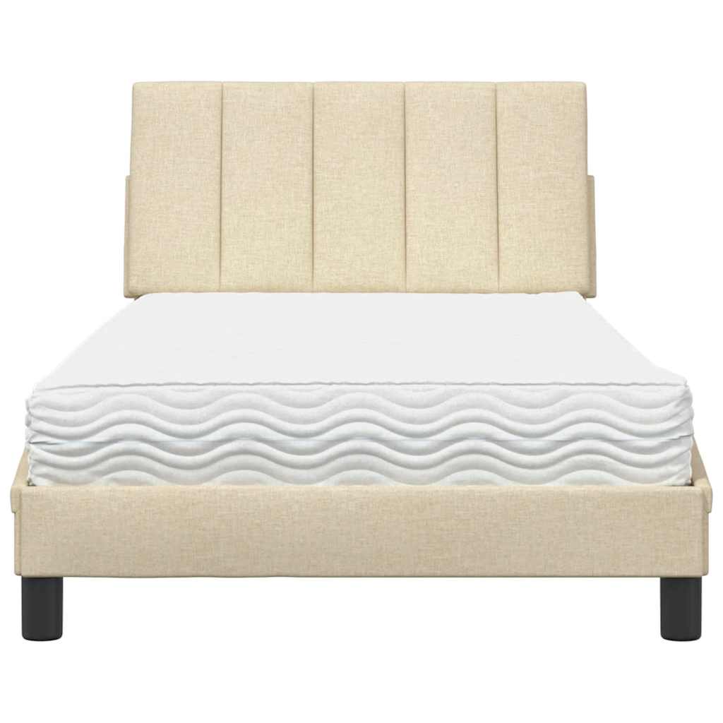 Lit avec matelas crème 100x200 cm tissu