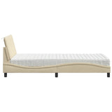 Lit avec matelas crème 100x200 cm tissu