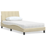 Lit avec matelas crème 100x200 cm tissu