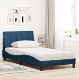 Lit avec matelas bleu 100x200 cm tissu