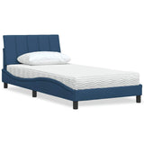 Lit avec matelas bleu 100x200 cm tissu